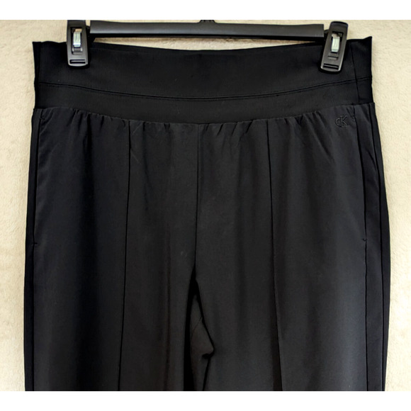 Calvin Klein sz L Wide Leg Pants black pull on stretchy lightweight active 4396 - Picture 2 of 6